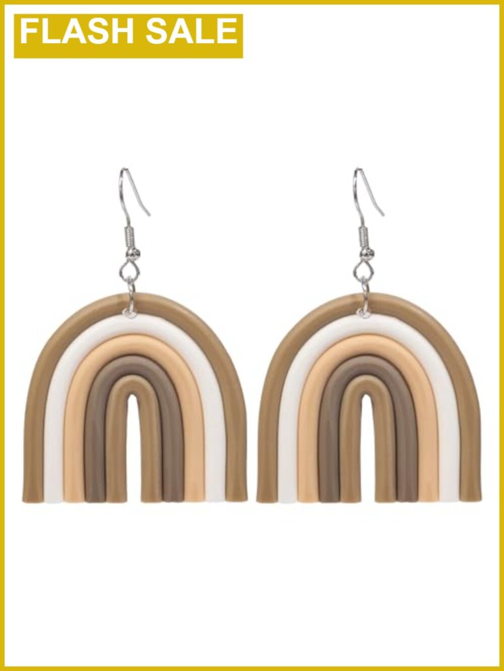 Polymer Clay Layered Rainbow Dangle Earrings Handmade Boho Statement